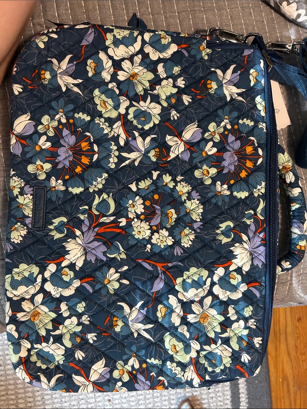 Vera Bradley Navy Floral Quilted Laptop Bag - Picture 2 of 7